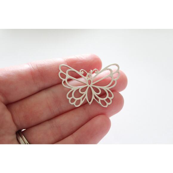 Sterling Silver Butterfly Pendant, Silver Openwork Butterfly Pendant - Picture 1 of 4